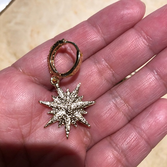 Starburst Rhinestone Hoop Earrings - Picture 6 of 10